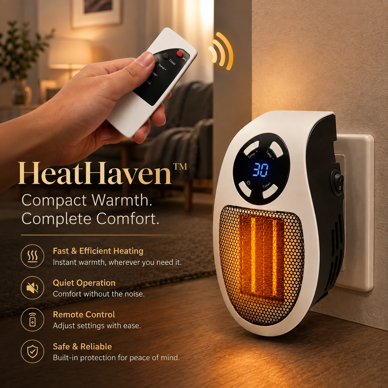 HeatHaven™ Plug-In Heater plug-in heater with remote control